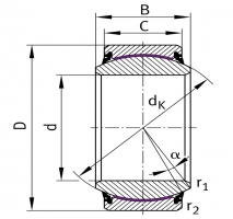 LS GE 30 ET/X 2RS nerezové bezúdržbové kloubové ložisko tvrdochrom/PTFE fabric